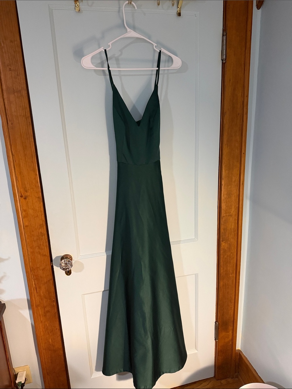 Classic Forest Green Spaghetti-Strap Maxi Dress